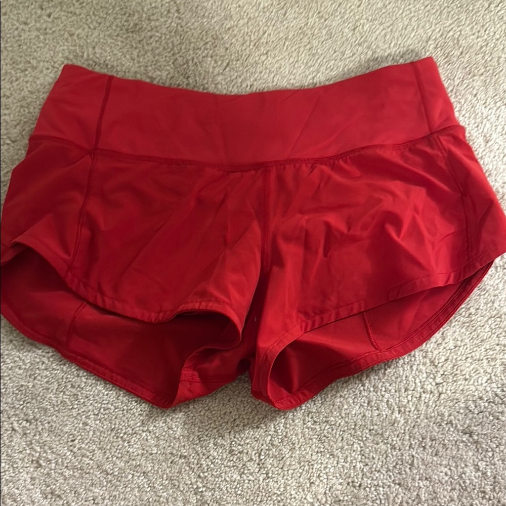 Lululemon Athletica Red Athletic Shorts Moisture-Wicking Design